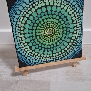 Türkiz zöld-kék pötty mandala festmény, , Festészet, MESKA