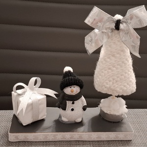 Hóember minimal asztaldísz, Karácsony, Adventi díszek, Adventi asztaldísz, Mindenmás, MESKA