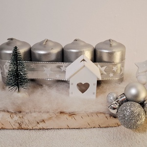 Ezüst Adventi dísz falapon - Meska.hu