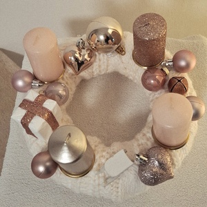 Rosegold adventi koszorú, Karácsony, Adventi díszek, Adventi gyertyadíszek és koszorúdíszek, Mindenmás, MESKA