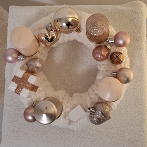 Rosegold adventi koszorú - karácsony - adventi díszek - adventi gyertyadíszek és koszorúdíszek - Meska.hu