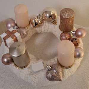 Rosegold adventi koszorú - karácsony - adventi díszek - adventi gyertyadíszek és koszorúdíszek - Meska.hu