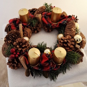Tobozos klasszikus karácsonyi koszorú - karácsony - adventi díszek - adventi koszorú - Meska.hu