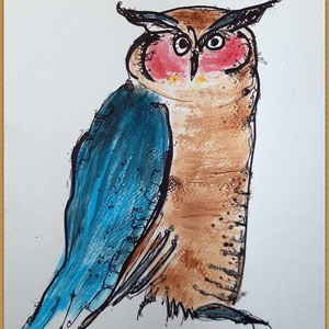 Bagoly I.-grafika keretezve az alkotótól  - művészet - grafika & illusztráció - egyéb rajzok - Meska.hu