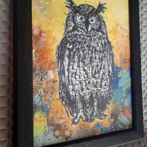 Bagoly II.-grafika keretezve az alkotótól  - művészet - grafika & illusztráció - egyéb rajzok - Meska.hu