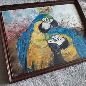 Papagájos grafika keretezve az alkotótól - művészet - grafika & illusztráció - egyéb rajzok - Meska.hu
