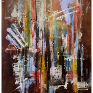 Pillantás a városra-absztrakt festmény keretezve az alkotótól - művészet - festmény - akril - Meska.hu