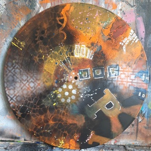 Vinyl I. Akril absztrakt egy bakelit nagylemezen - művészet - festmény - akril - Meska.hu