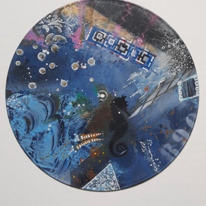 Vinyl II. Akril absztrakt egy bakelit nagylemezen - művészet - festmény - akril - Meska.hu