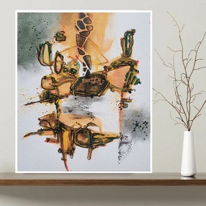 Absztrakt festmény az alkotótól, Művészet, Festmény, Akril, , Új, 2026-os munkám, 25x35cm, akril, kasírozott vásznon-felakasztható. "Váratlan gondolatok", MESKA