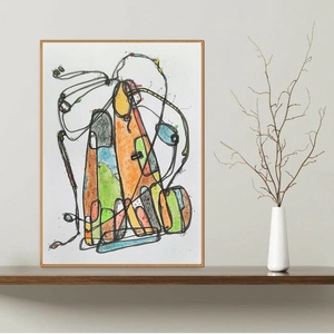 Absztrakt grafika az alkotótól keretben - művészet - festmény - akril - Meska.hu