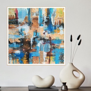 Absztrakt festmény az alkotótól Kollázs kékkel - művészet - festmény - akril - Meska.hu