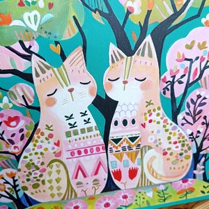 Cicák festmény gyerekszoba 33 x 33 cm - művészet - festmény - akril - Meska.hu