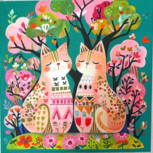 Cicák festmény gyerekszoba 33 x 33 cm, Művészet, Festmény, Akril, Festészet, MESKA