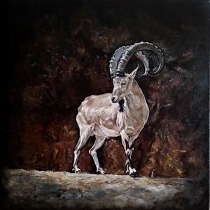 olajfesmény szirti kecskebak vadászkép - művészet - festmény - olajfestmény - Meska.hu