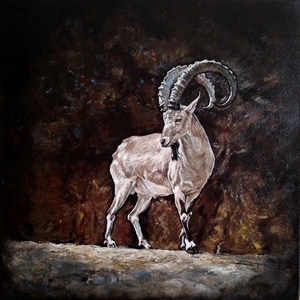 olajfesmény szirti kecskebak vadászkép - művészet - festmény - olajfestmény - Meska.hu