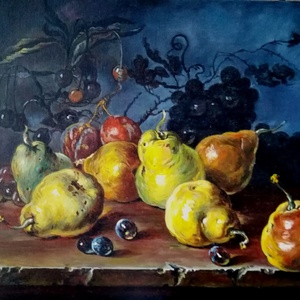 Csendélet Körték Olajfestmény 30 cmx 40 cm  - Meska.hu