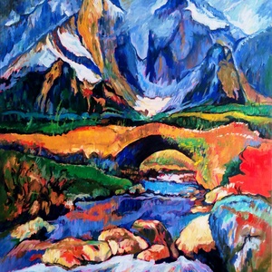 Olajfestmény Tájkép Hegyi patak  - művészet - festmény - olajfestmény - Meska.hu