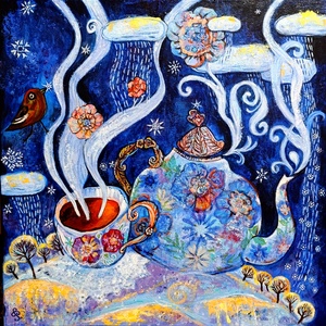 Csillagot hoztam, Művészet, Festmény, Akril, Festészet, Varázsoljon éjszakai mesevilágot otthonába ezzel az egyedi festménnyel, amely a téli álmok és a meg..., MESKA