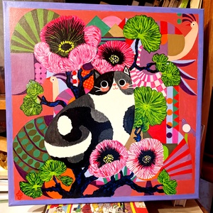 Cica Macska Cicó festmény: Színpompás dorombolás, Művészet, Festmény, Akril, Festészet, MESKA