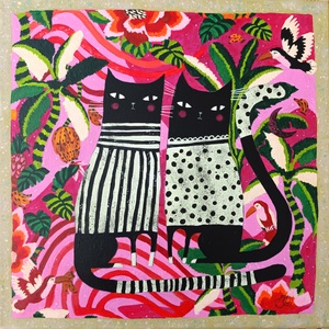 Tropical Meow-Meow festmény - művészet - festmény - akril - Meska.hu