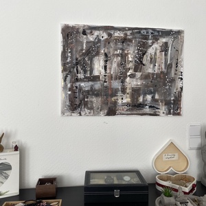 Absztrakt kép, Művészet, Festmény, Akril, Festészet, 50*70es akril kép sötétben világító részekkel, MESKA