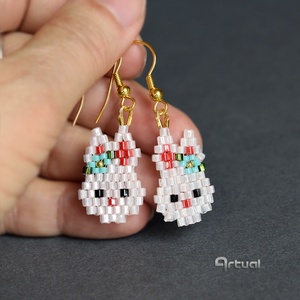 Virágos nyuszi fülbevaló és medál szett - ékszer - ékszerszett - Meska.hu