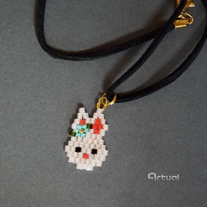 Virágos nyuszi fülbevaló és medál szett - ékszer - ékszerszett - Meska.hu