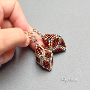 3D geometrikus rombusz alakú gyöngy fülbevaló  - ékszer - fülbevaló - lógó fülbevaló - Meska.hu