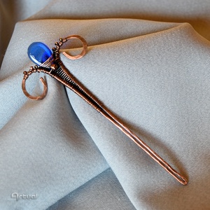 Réz hajtű kék és réz gyöngyökkel , Ruha & Divat, Hajdísz & Hajcsat, Hajcsat & Hajtű, Ékszerkészítés, Fémmegmunkálás, MESKA