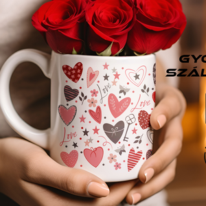 Valentin-napi bögre romantikus szívecskés mintával  tökéletes meglepetés és ajándék szerelmednek vagy párodnak! - otthon & életmód - konyhafelszerelés, tálalás - tálalás - bögre & csésze - Meska.hu