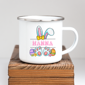Húsvéti Személyre Szabott Zománcozott Bögre - Egyedi Névvel és Vidám Nyuszis Betűvel - Tökéletes Ajándék Gyerekeknek - otthon & életmód - konyhafelszerelés, tálalás - tálalás - bögre & csésze - Meska.hu