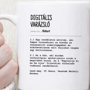 Informatikus IT - Személyre Szóló ICT Bögre - Különleges Névre Szabott Ajándék -  Vicces Enciklopédia Digitális Varázsló - otthon & életmód - konyhafelszerelés, tálalás - tálalás - bögre & csésze - Meska.hu