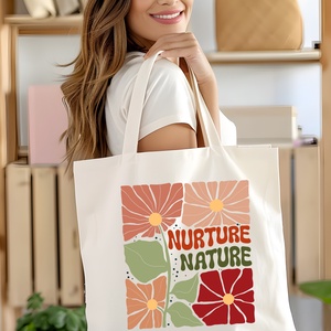 Nurture Nature Vászontáska  Gondozd a Természetet, Virágos Dizájn - Meska.hu