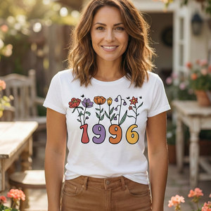 Virágos 1996 Szülinapi Póló Nőknek � Egyedi 30. Születésnapi Ajándék Vadvirágos Mintával - ruha & divat - női ruha - póló, felső - Meska.hu
