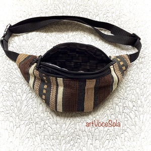 Csokoládé-csíkos övtáska - táska & tok - övtáska - Meska.hu