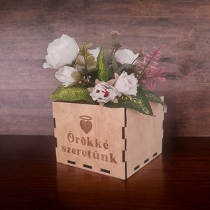 Örökké szeretünk / Örökké szeretlek fa virág kaspó, Otthon & Életmód, Dekoráció, Virágdísz és tartó, Virágtartó, Famegmunkálás, MESKA