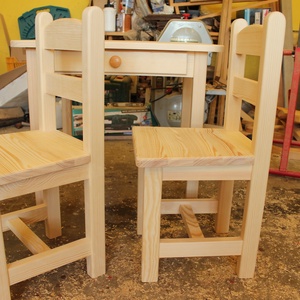 Gyerekasztal gyerekszék gyerek asztal szék pad sámli hokedli fa bútor borovi fenyő T, Otthon & Lakás, Babaszoba, gyerekszoba, Gyerek asztal székkel, Famegmunkálás, MESKA