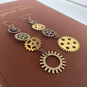 Steampunk fülbevaló, lógós - ékszer - fülbevaló - lógó fülbevaló - Meska.hu