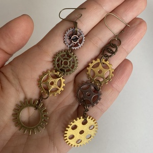 Steampunk fülbevaló, lógós - ékszer - fülbevaló - lógó fülbevaló - Meska.hu
