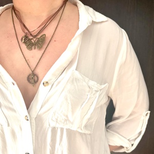 Pillangós réteges steampunk nyaklánc, Ékszer, Nyaklánc, Medálos nyaklánc, Ékszerkészítés, MESKA