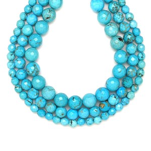 Türkenit fazettált golyó türkizkék 10mm  ékszerkészítő alapanyag (füzér) - Meska.hu