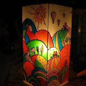 Hőlégballon Meselámpa  - festett üveg hangulatlámpa, gyereklámpa - otthon & életmód - lámpa - hangulatlámpa - Meska.hu