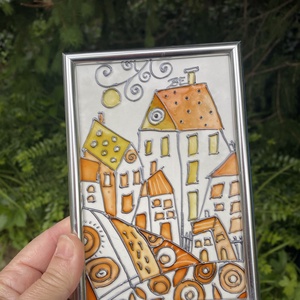Tenyérnyi város - Miniatűr üvegfestmény - művészet - festmény - üvegfestmény - Meska.hu