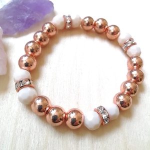 Rosegold hematit ásvány karkötő, rozé arany ásványkarkötő, egyedi rose gold / rózsaarany hematit ásványkarkötő - ékszer - karkötő - bogyós karkötő - Meska.hu