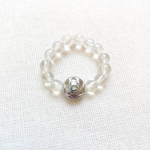 Ezüst rózsa - gumis gyűrű hematit rózsával - ékszer - gyűrű - gyöngyös gyűrű - Meska.hu