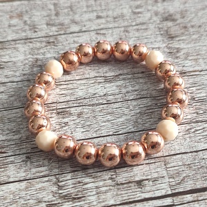 Rosegold hematit ásványkarkötő, rozé arany rosegold ásványkarkötő, egyedi rose gold / rózsaarany hematit ásványkarkötő - Meska.hu