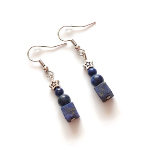Lapis lazuli - krizokolla kék ásvány fülbevaló, egyedi ásványfülbevaló, csillagos fülbevaló - ékszer - fülbevaló - lógó fülbevaló - Meska.hu