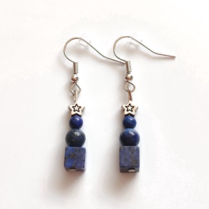 Lapis lazuli - krizokolla kék ásvány fülbevaló, egyedi ásványfülbevaló, csillagos fülbevaló - ékszer - fülbevaló - lógó fülbevaló - Meska.hu