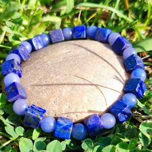 Lapis lazuli - kékkvarc ásványkarkötő - ékszer - karkötő - ásványkarkötő - Meska.hu
